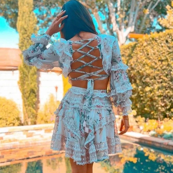 Floral Fringe Lace Bohemian Dress - Picture 3 of 6